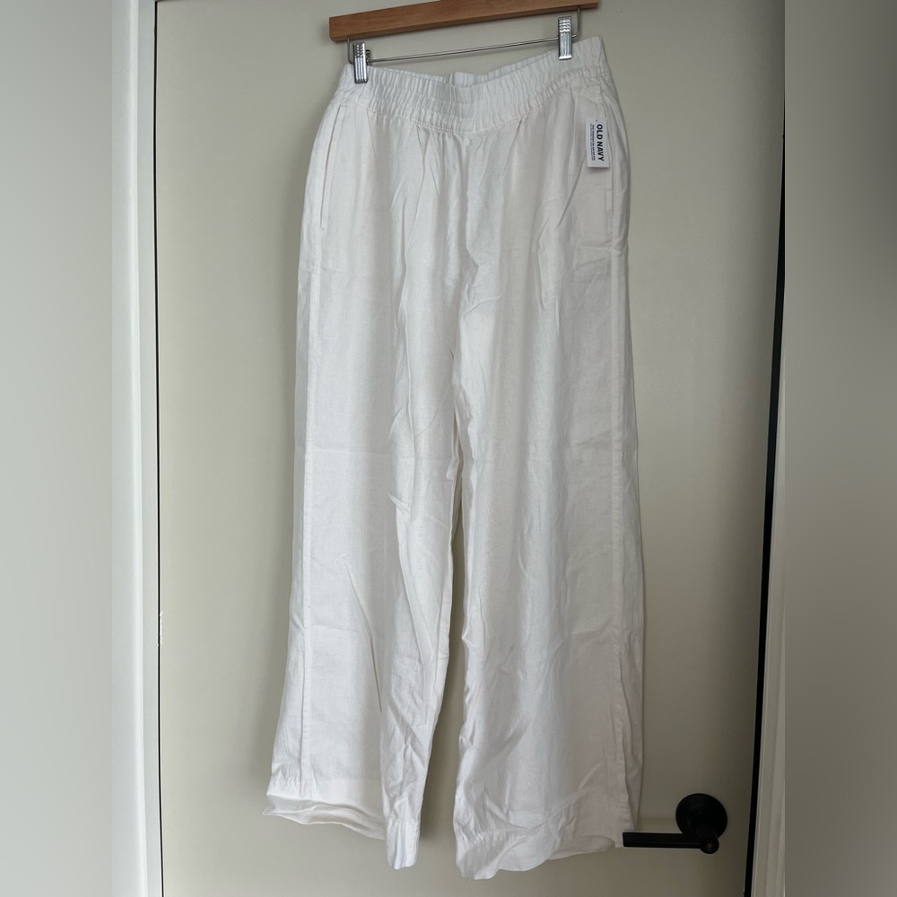 Old Navy White High-Rise Wide-Leg Pants